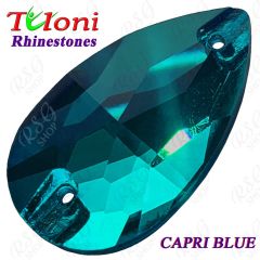 Rhinestones Tuloni 10 pcs Capri Blue 18x10/28x17 Pear Sew-On Flat Back