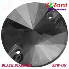 Rhinestones Tuloni 10 pcs Black Diamond Round Sew-On Flat Back