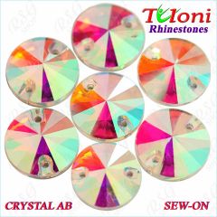 Strass Tuloni 10 pcs Crystal AB Round Sew-On Flat Back