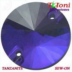 Strass Tuloni 10 pcs col. Tanzanite Round Sew-On Flat Back