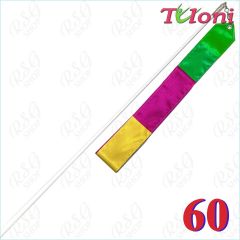 Weißer Stab 60cm & Band 5/6m col. Green-Yellow-Fuxia