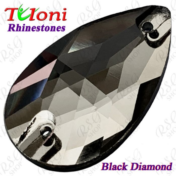 Rhinestones Tuloni 10 pcs Black Diamond 18x10/28x17 Pear Sew-On Flat Back