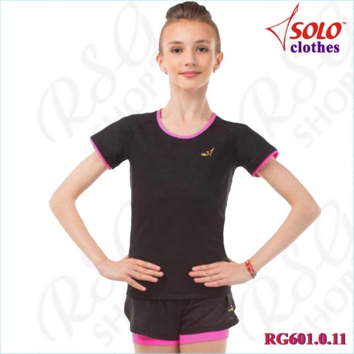 T-Shirt Solo col. Noir-Rose Fluo Art. RG601.0.11