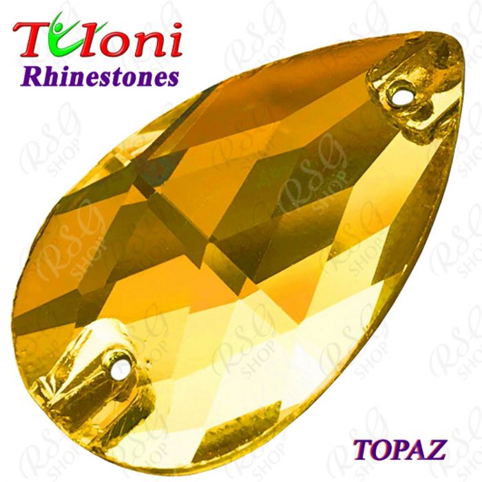 Rhinestones Tuloni 10 pcs Topaz 18x10/28x17 Pear Sew-On Flat Back