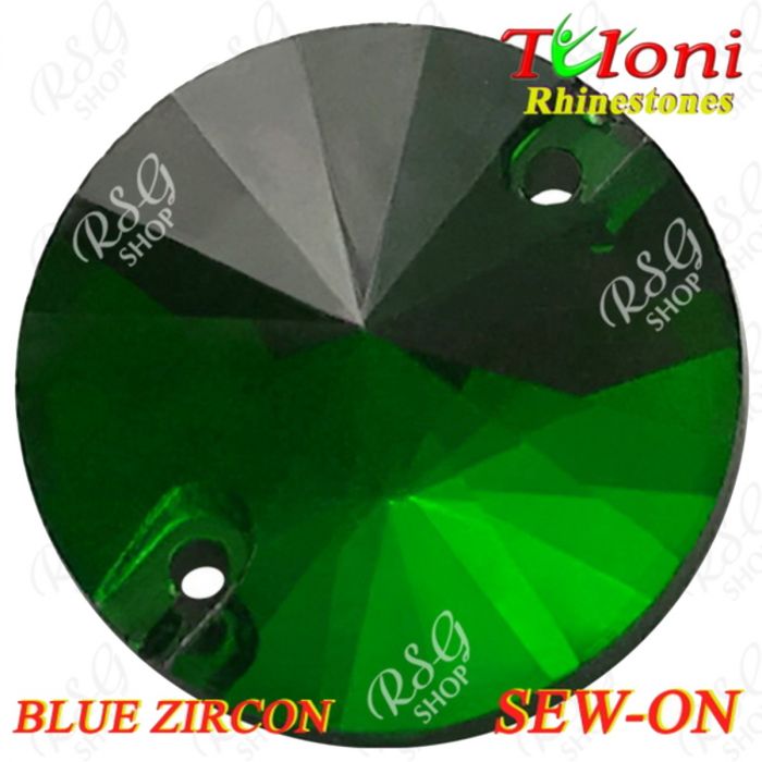 Стразы Tuloni 10 pcs Blue Zircon Round Sew-On Flat Back